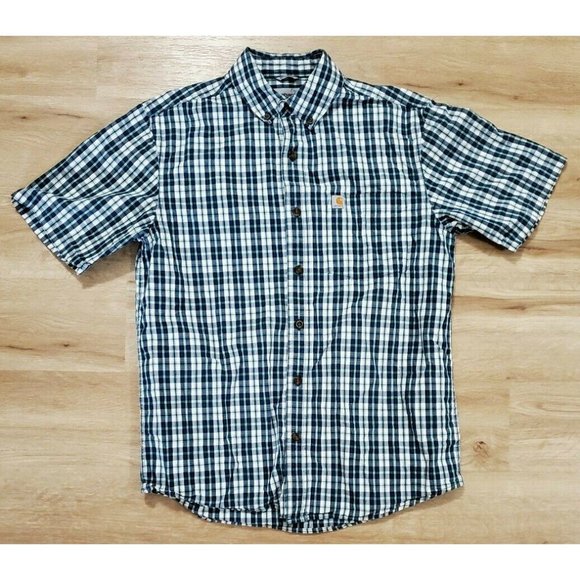 Carhartt Other - Carhartt Mens Essential Blue White Plaid Shirt M